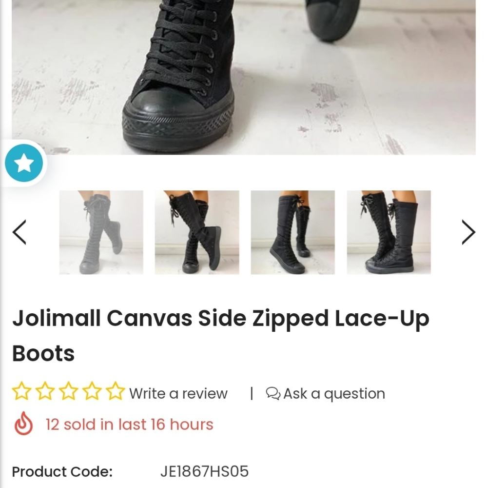 Ladies Canvas Side Zipped Lace up Boots